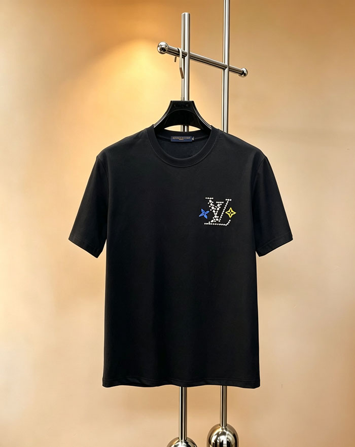 ルイヴィトン メンズ 純綿 Tシャツ 黒