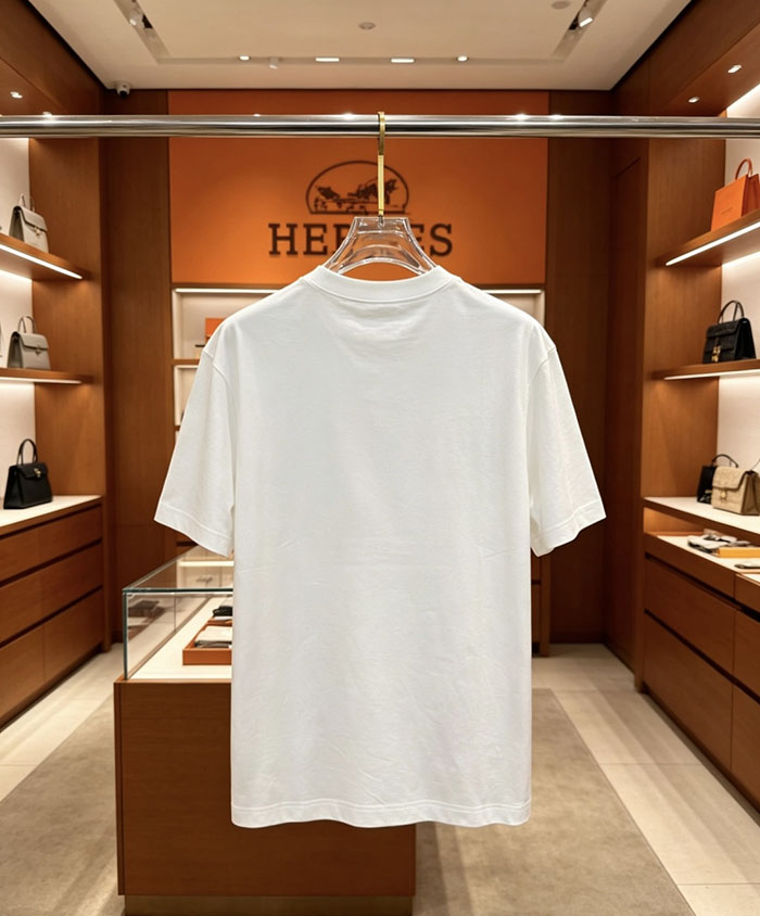 最高級エルメススーパーコピー HERMES コットン100% 2026年春夏最新作 半袖クルーネックTシャツ - ハイエンドカスタマイズ clothes202600377 エルメス メンズ Tシャツ 白 - 画像 (2)