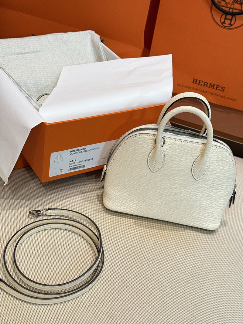 エルメスコピー通販 HERMES ボリード1923 ミニ ナタ シェブルミゾル シルバー金具 H073444CKI2 エルメス ハンドバッグ レディース - 画像 (2)