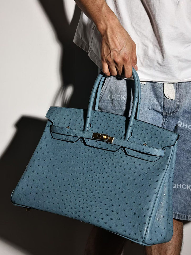 エルメスコピー通販 HERMES バーキン40 メンズ ブルージーン オーストリッチ ゴールド金具 H041707CC75 バーキン40 メンズ 定価 - 画像 (3)