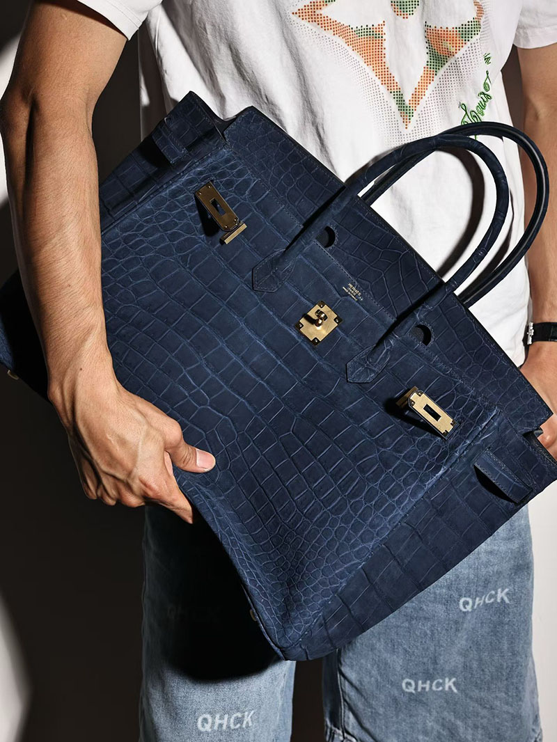 エルメスコピー HERMES バーキン45 ブルーサフィール クロコダイル ニロティカスマット ゴールド金具 2634692 エルメス バーキン メンズ 40 - 画像 (8)