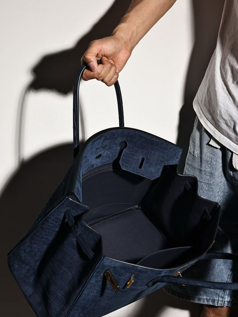 エルメスコピー HERMES バーキン45 ブルーサフィール クロコダイル ニロティカスマット ゴールド金具 2634692 エルメス バーキン メンズ 40 - 画像 (7)