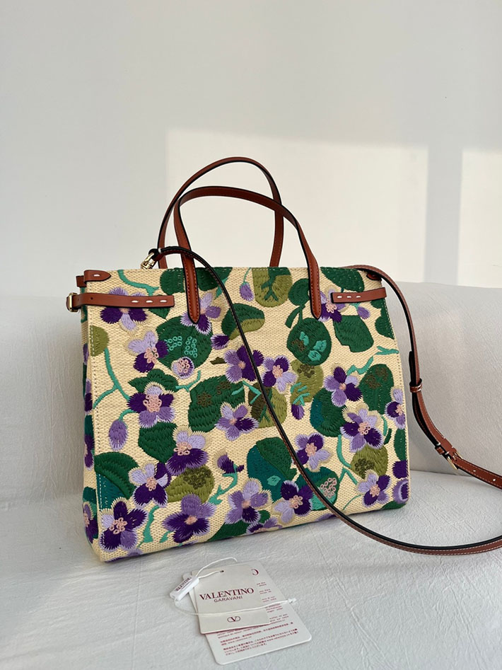 最高級ヴァレンティノスーパーコピー VALENTINO GARAVANI Antibe エンブロイダリー スモール ラフィア 2634909 ヴァレンティノ トートバッグ 布 - 画像 (8)