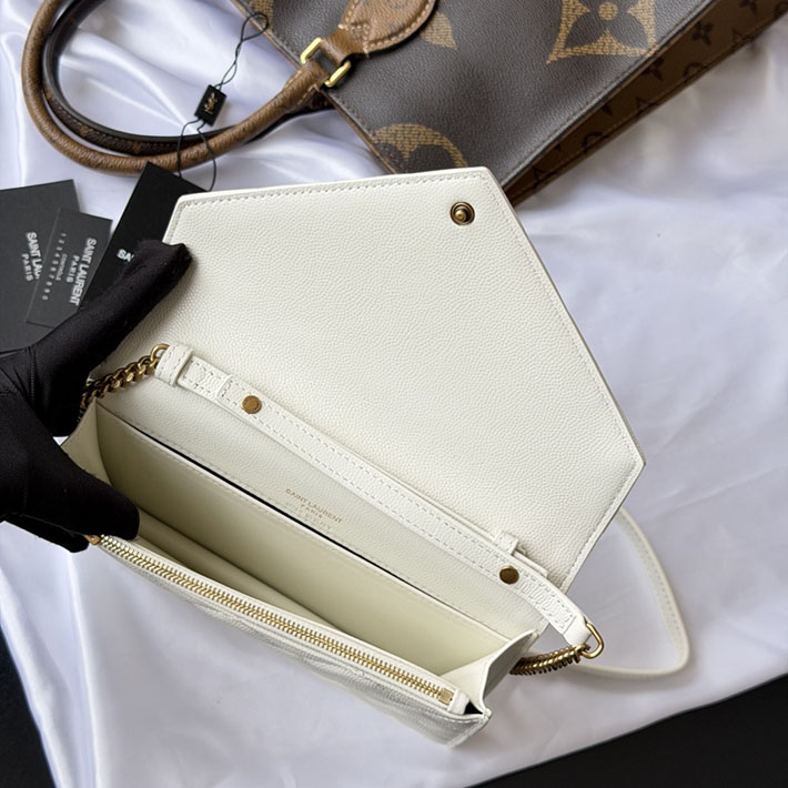 最高級サンローランスーパーコピー YSL パリ チェーンウォレット グレイン・ド・プードル レザー オフホワイト 871149AAGOZ9207 サンローラン バッグ アウトレット - 画像 (3)