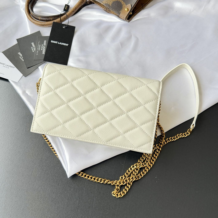 最高級サンローランスーパーコピー YSL パリ チェーンウォレット グレイン・ド・プードル レザー オフホワイト 871149AAGOZ9207 サンローラン バッグ アウトレット - 画像 (11)