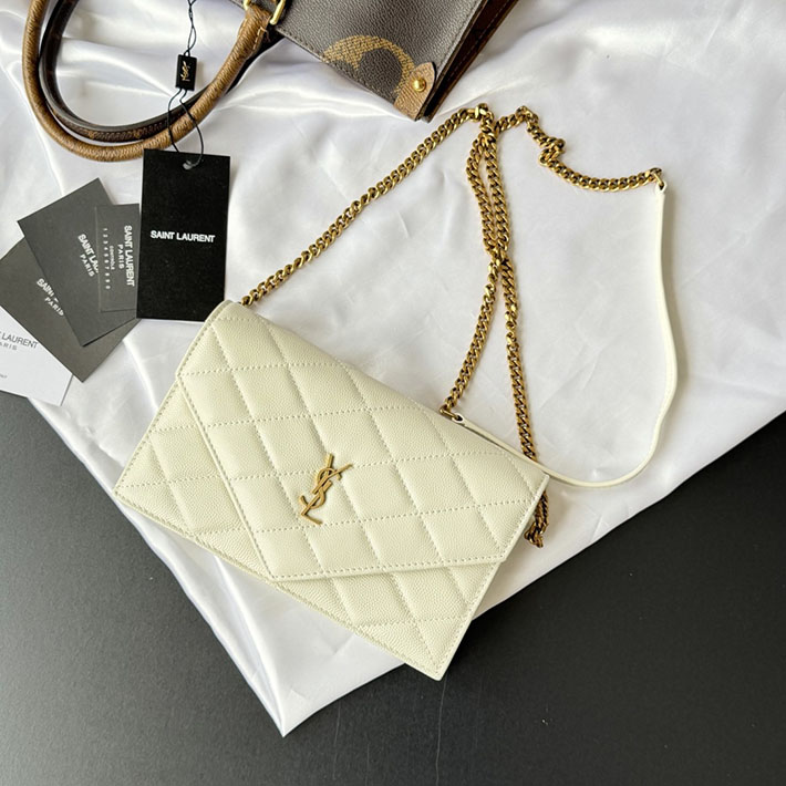 最高級サンローランスーパーコピー YSL パリ チェーンウォレット グレイン・ド・プードル レザー オフホワイト 871149AAGOZ9207 サンローラン バッグ アウトレット - 画像 (10)