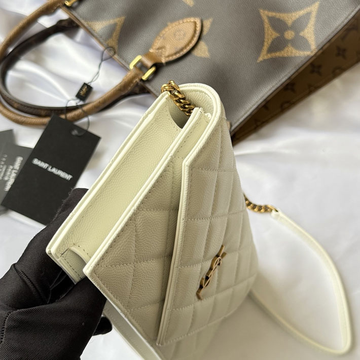 最高級サンローランスーパーコピー YSL パリ チェーンウォレット グレイン・ド・プードル レザー オフホワイト 871149AAGOZ9207 サンローラン バッグ アウトレット - 画像 (8)