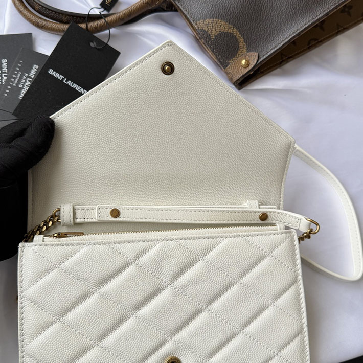 最高級サンローランスーパーコピー YSL パリ チェーンウォレット グレイン・ド・プードル レザー オフホワイト 871149AAGOZ9207 サンローラン バッグ アウトレット - 画像 (6)