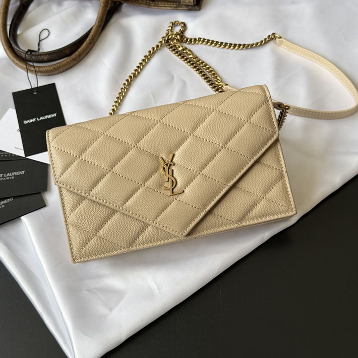 最高級サンローランスーパーコピー YSL パリ チェーンウォレット グレイン・ド・プードル レザー ダークベージュ 871149AAGOZ2721 サンローラン バッグ 人気ランキング - 画像 (12)