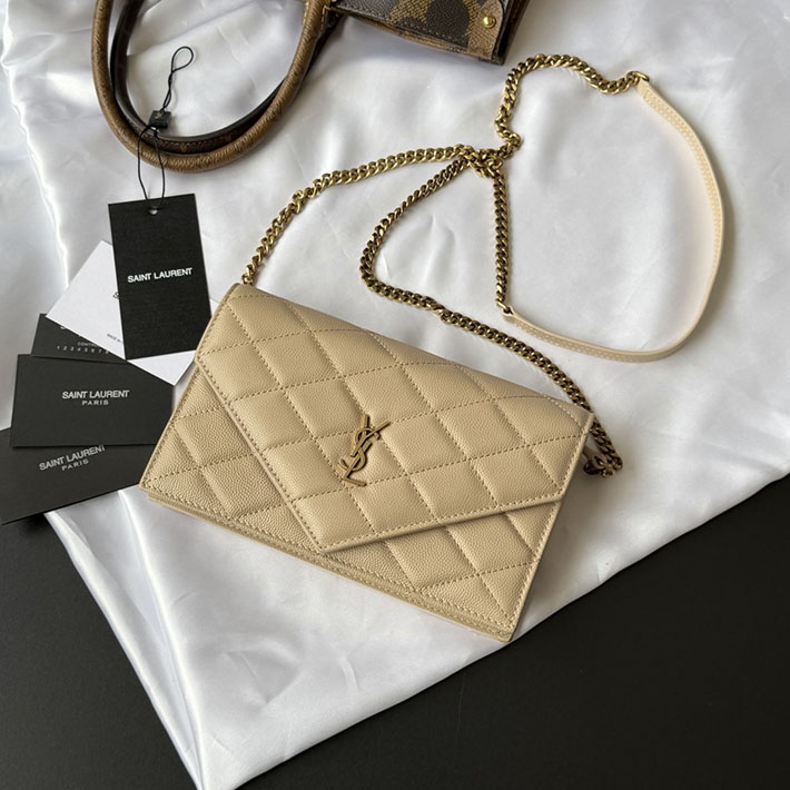 最高級サンローランスーパーコピー YSL パリ チェーンウォレット グレイン・ド・プードル レザー ダークベージュ 871149AAGOZ2721 サンローラン バッグ 人気ランキング - 画像 (10)
