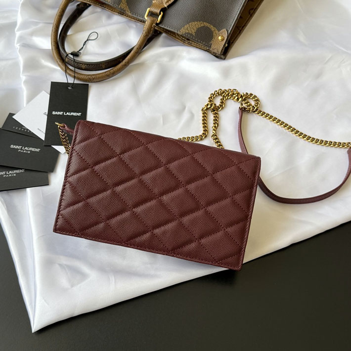 最高級サンローランスーパーコピー YSL パリ チェーンウォレット グレイン・ド・プードル レザー ルージュメルロー 871149AAGOZ6592 サンローラン バッグ レディース - 画像 (11)