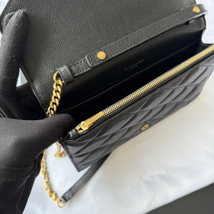 最高級サンローランスーパーコピー YSL パリ チェーンウォレット グレイン・ド・プードル レザー ブラック 871149AAGOZ1000 サンローラン バッグ ショルダー - 画像 (2)