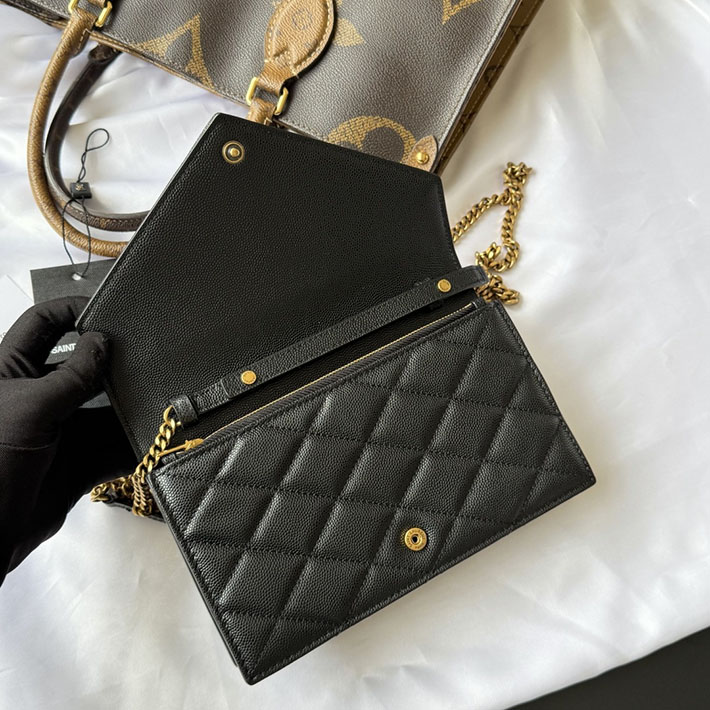 最高級サンローランスーパーコピー YSL パリ チェーンウォレット グレイン・ド・プードル レザー ブラック 871149AAGOZ1000 サンローラン バッグ ショルダー - 画像 (6)