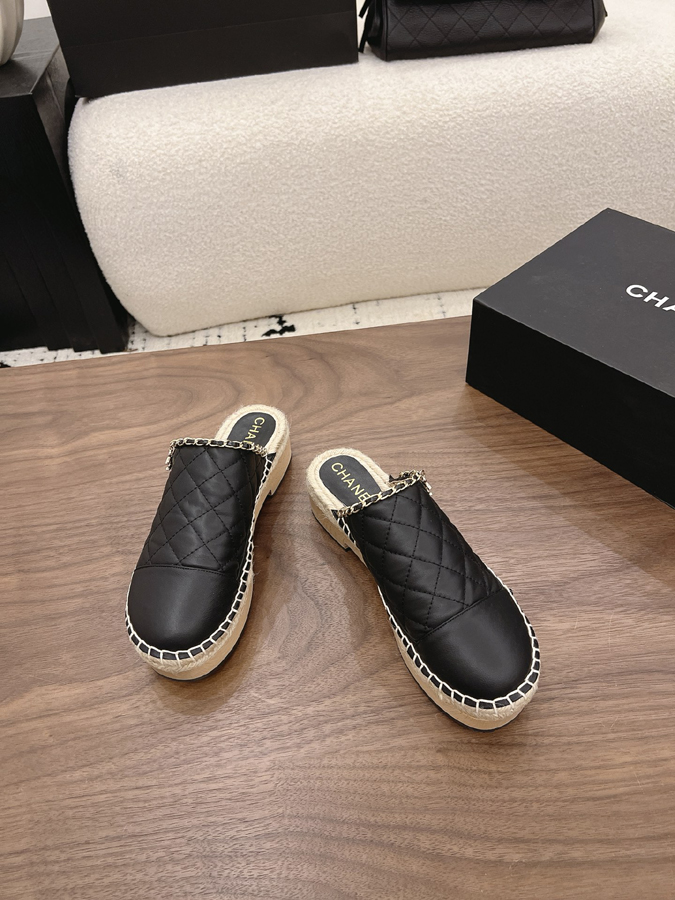 最高級シャネルスーパーコピー CHANEL【シャネル】キルティング チェーン エスパドリーユ ミュール ブラック レザー サンダル シャネルミュールレディース - 画像 (2)