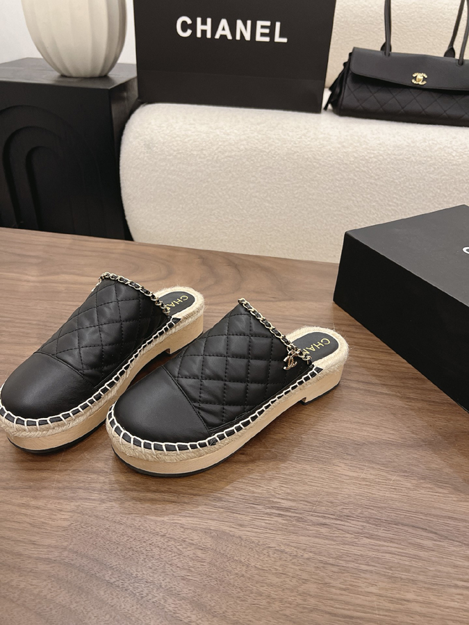 最高級シャネルスーパーコピー CHANEL【シャネル】キルティング チェーン エスパドリーユ ミュール ブラック レザー サンダル シャネルミュールレディース - 画像 (3)
