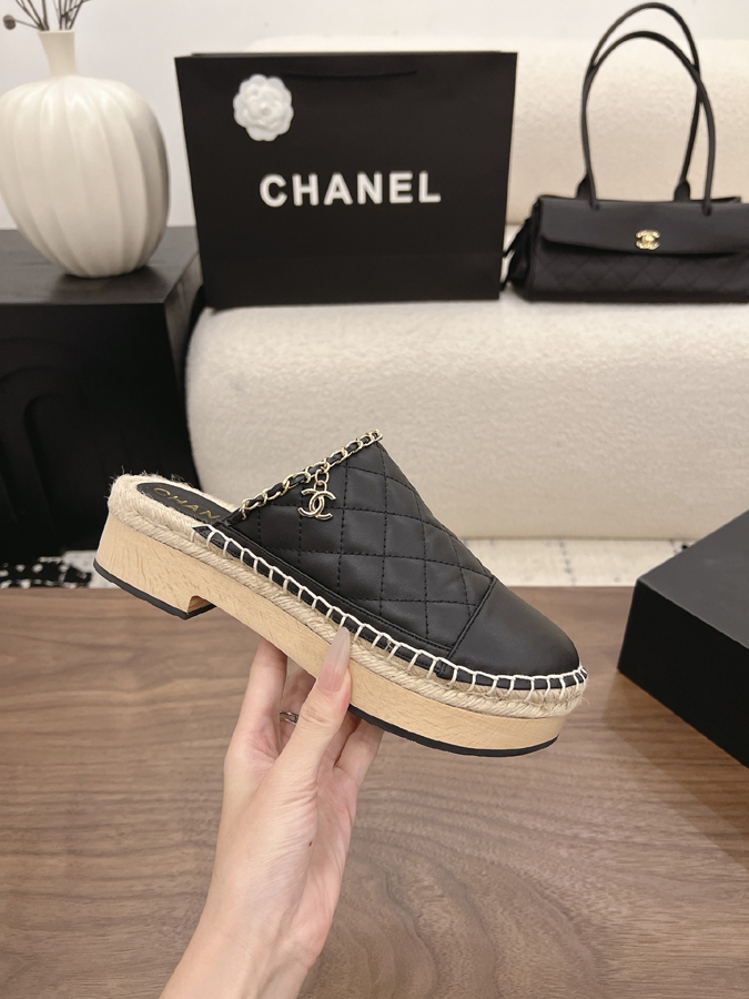 最高級シャネルスーパーコピー CHANEL【シャネル】キルティング チェーン エスパドリーユ ミュール ブラック レザー サンダル シャネルミュールレディース - 画像 (5)