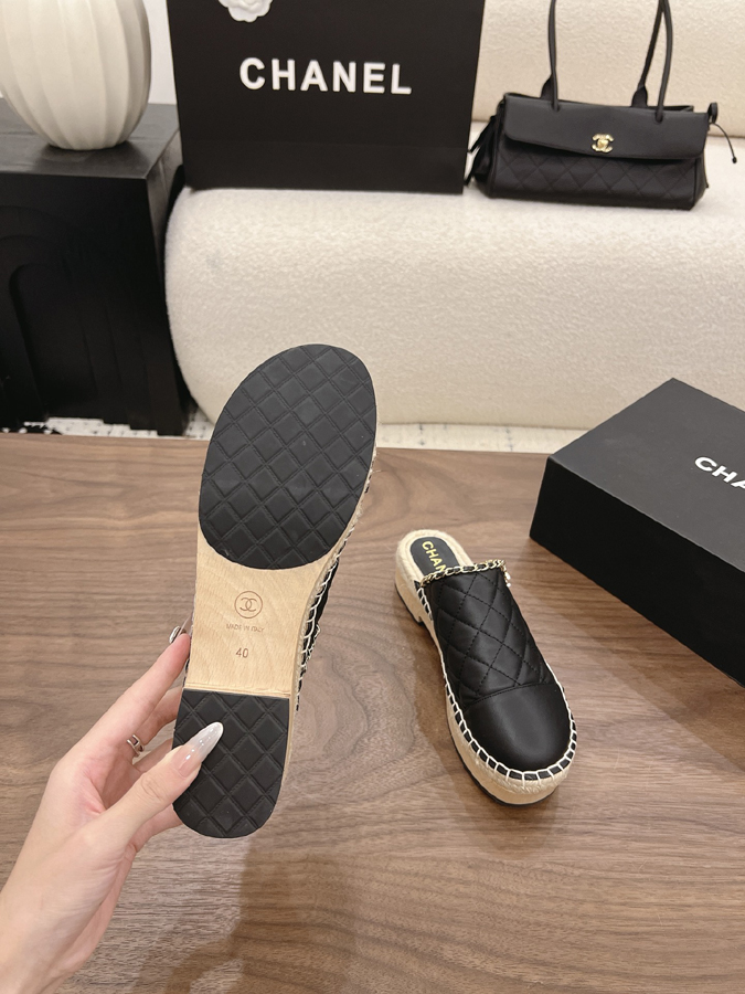 最高級シャネルスーパーコピー CHANEL【シャネル】キルティング チェーン エスパドリーユ ミュール ブラック レザー サンダル シャネルミュールレディース - 画像 (9)